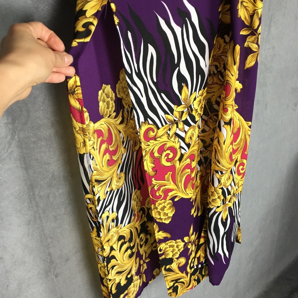 7th Ave New York & Company Maxi Dress Purple M Baroque Slip Twist Maximalist - Picture 8 of 16